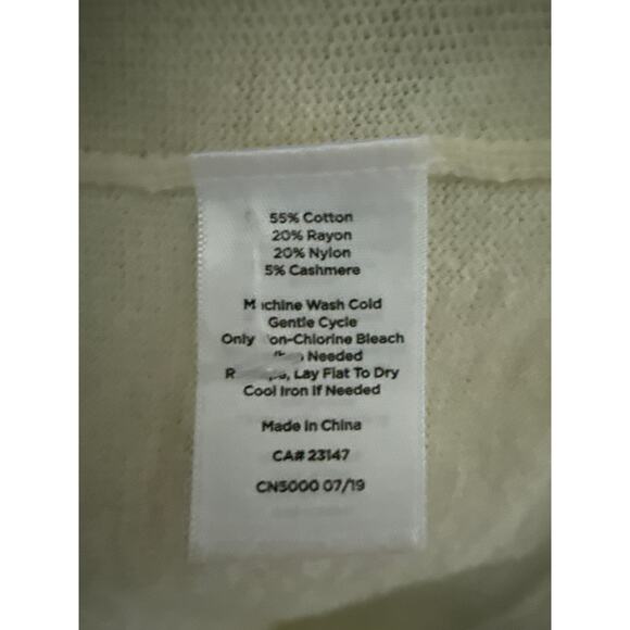 Talbots Cashmere Blend Fair Isle Trim Button Front Cardigan Size Large Petite - Picture 10 of 10